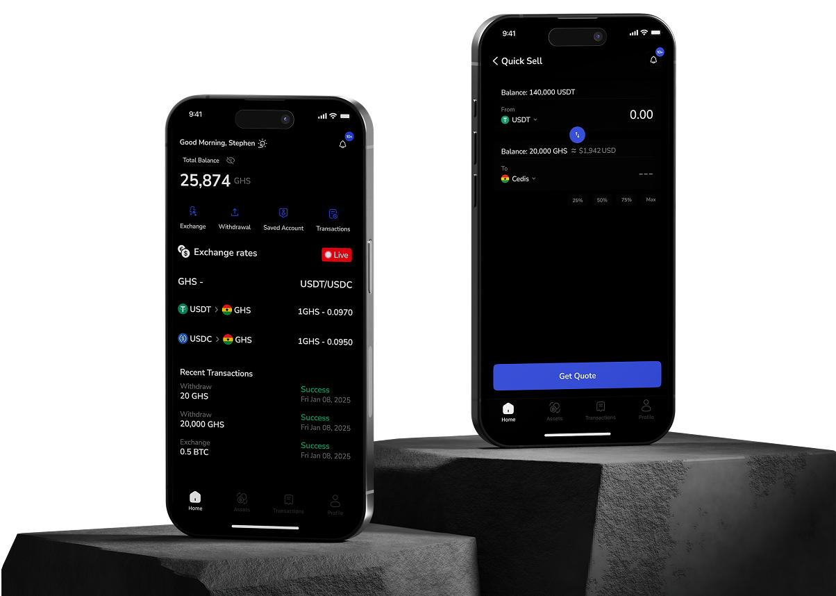 Convert Crypto to Cedis Instantly | Off-Ramp via MTN, Vodafone & AirtelTigo