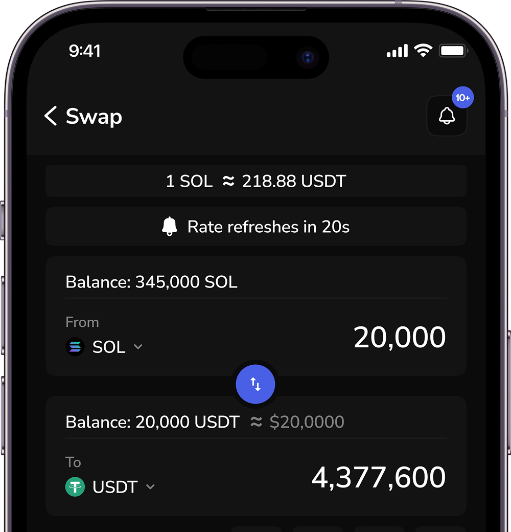 SOL to USDT: Convert Solana SOL to Tether USDT Fast SOL to USDT Swap on  ZendWallet