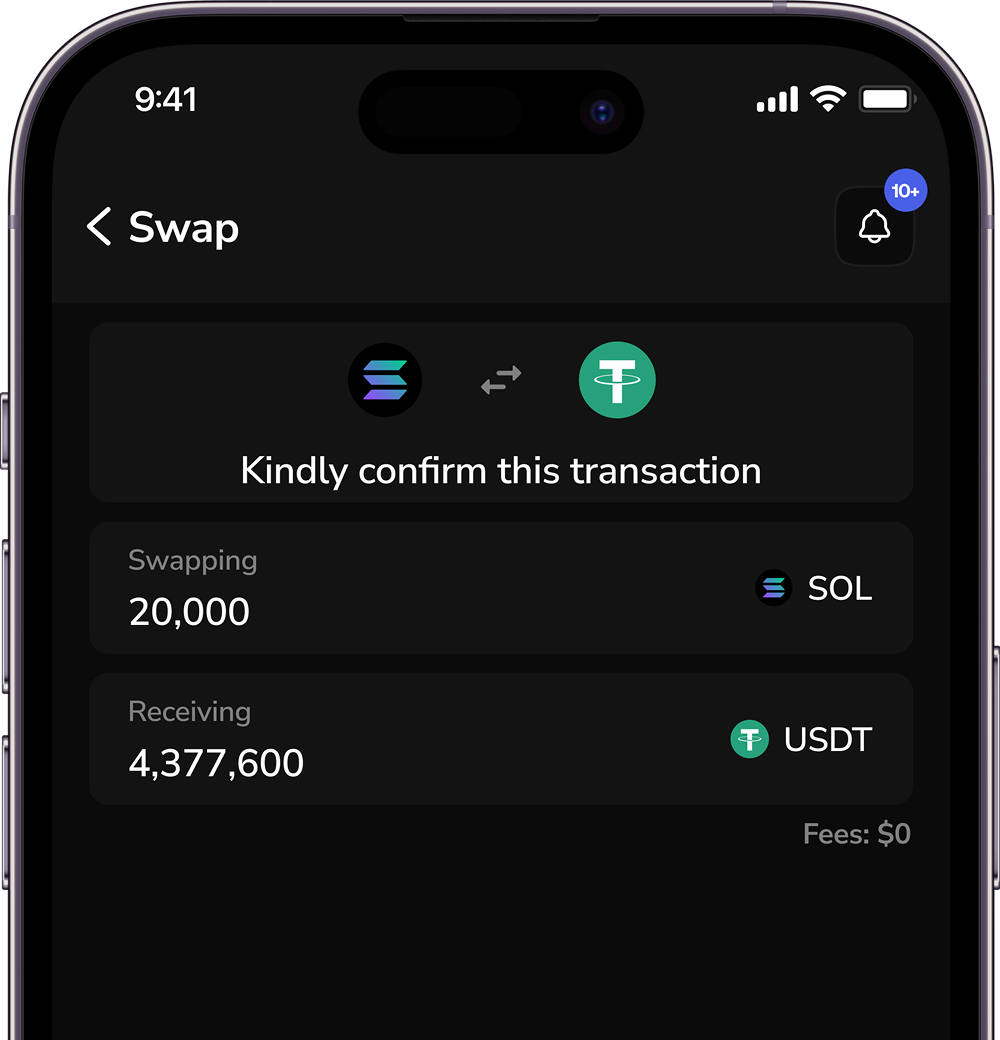 SOL to USDT: Convert Solana SOL to Tether USDT Fast SOL to USDT Swap on  ZendWallet