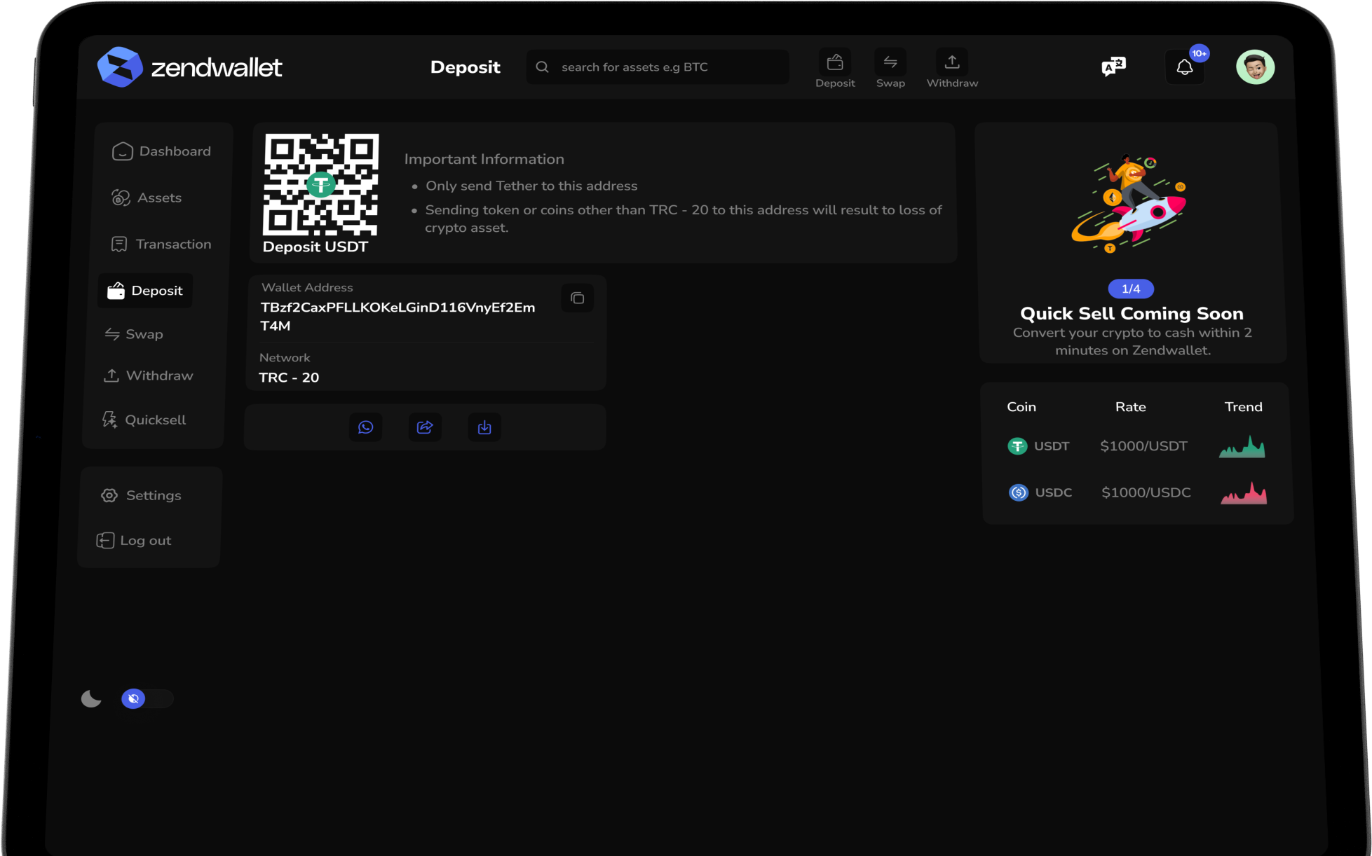 Deposit Bitcoin on ZendWallet - Top Crypto Trading Platform